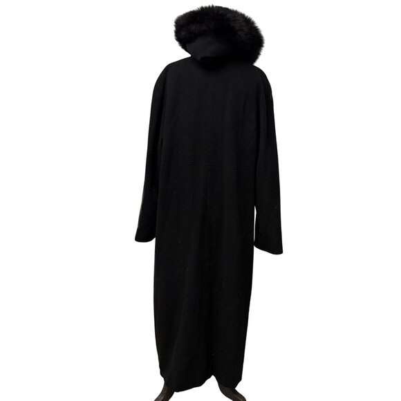 VTG Steve by Searle Long Sleeve Fur Trim Butto cashmere wool Hooded Long Coat Wo - Picture 9 of 13